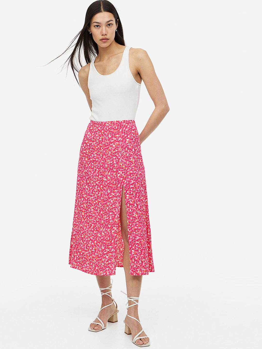 H&M Women Floral-Printed Crepe A-Line Skirt Price in India