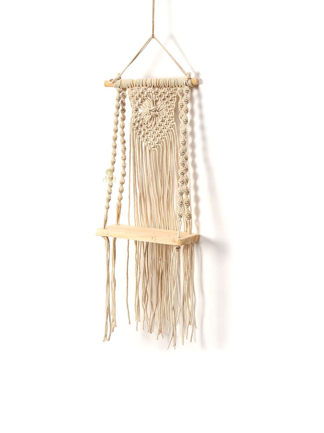 DULI Off White Macrame Shelf Planter Wall Hanging
