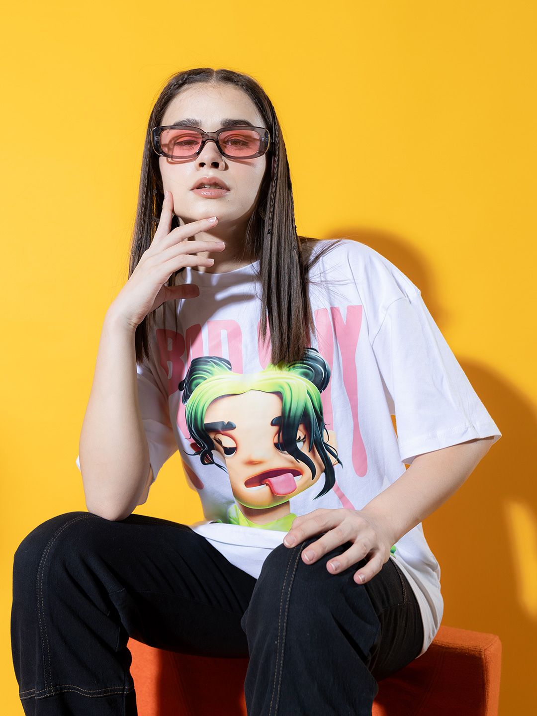 Stylecast X Hersheinbox Billie Eilish Graphic Printed Drop-Shoulder Sleeves Cotton T-shirt Price in India