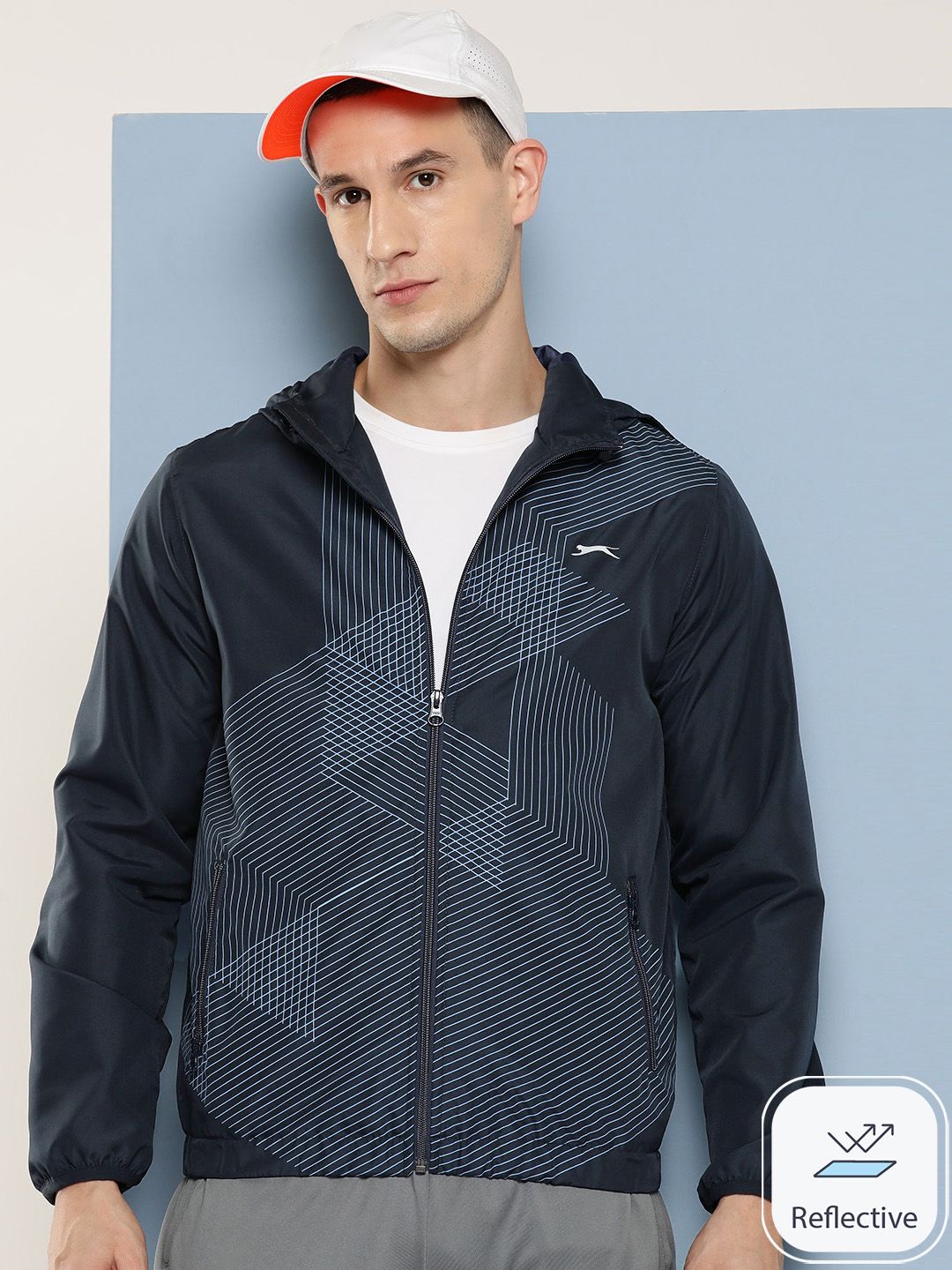 Slazenger Geometric Printed Ultra-Dry Jacket With Reflective Details