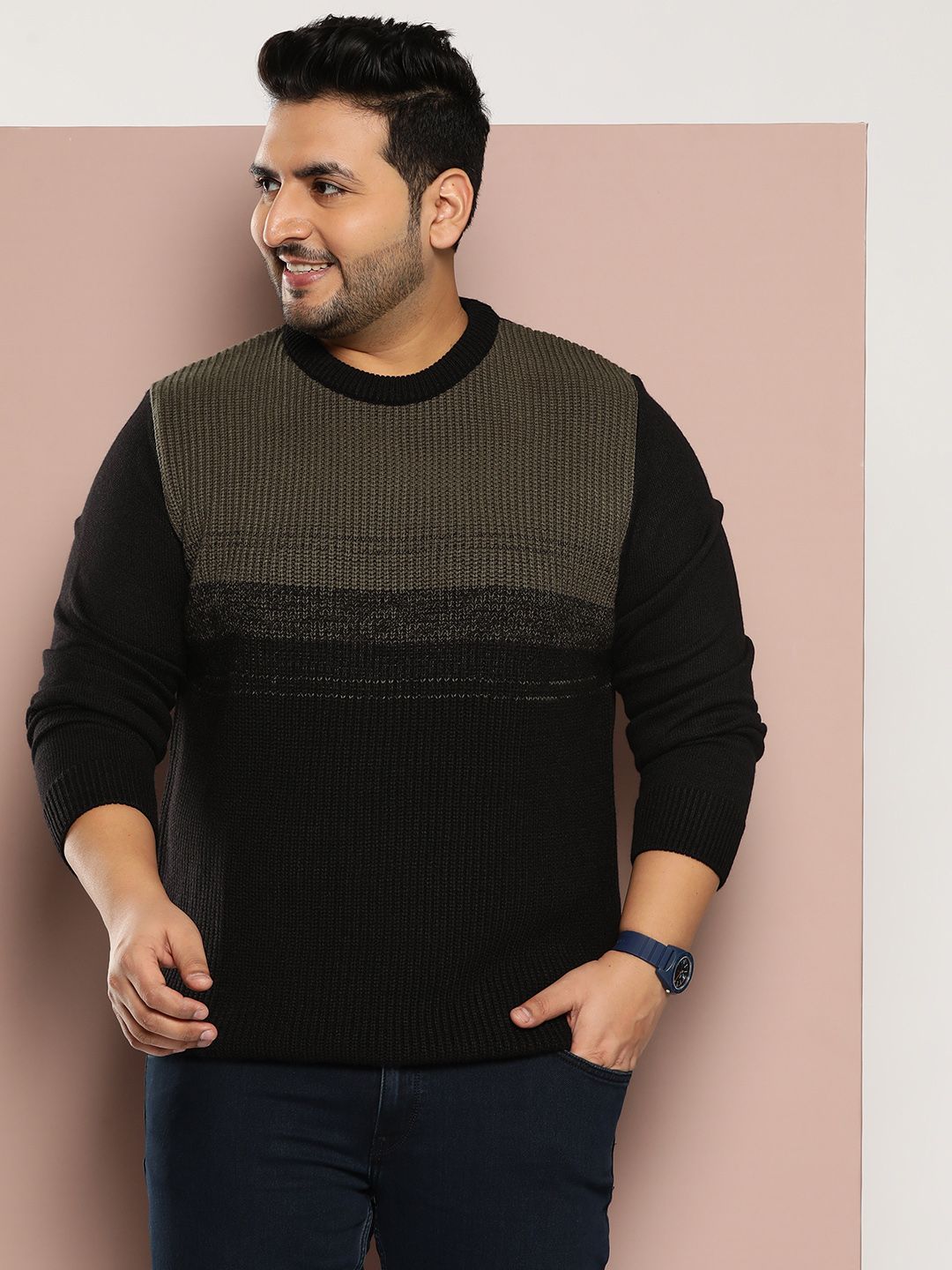 Sztori Plus Size Cable Knit Acrylic Pullover