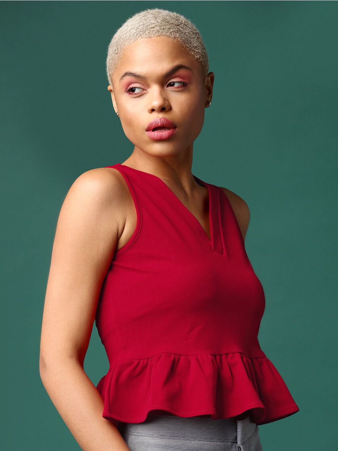 ROUGE by POMME peplum frill sleeveless ROUGE by POMME d