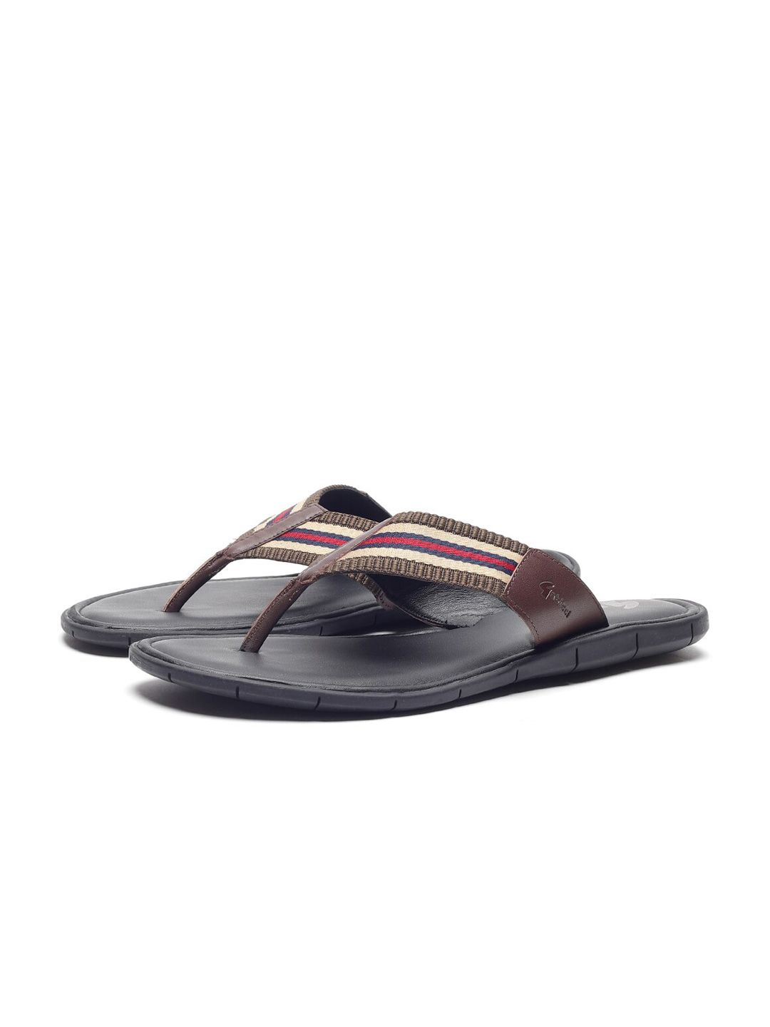 GABICCI Men Sandy Trim Toe Post Royal Oak/Blue Open-Toe Leather Comfort Sandals