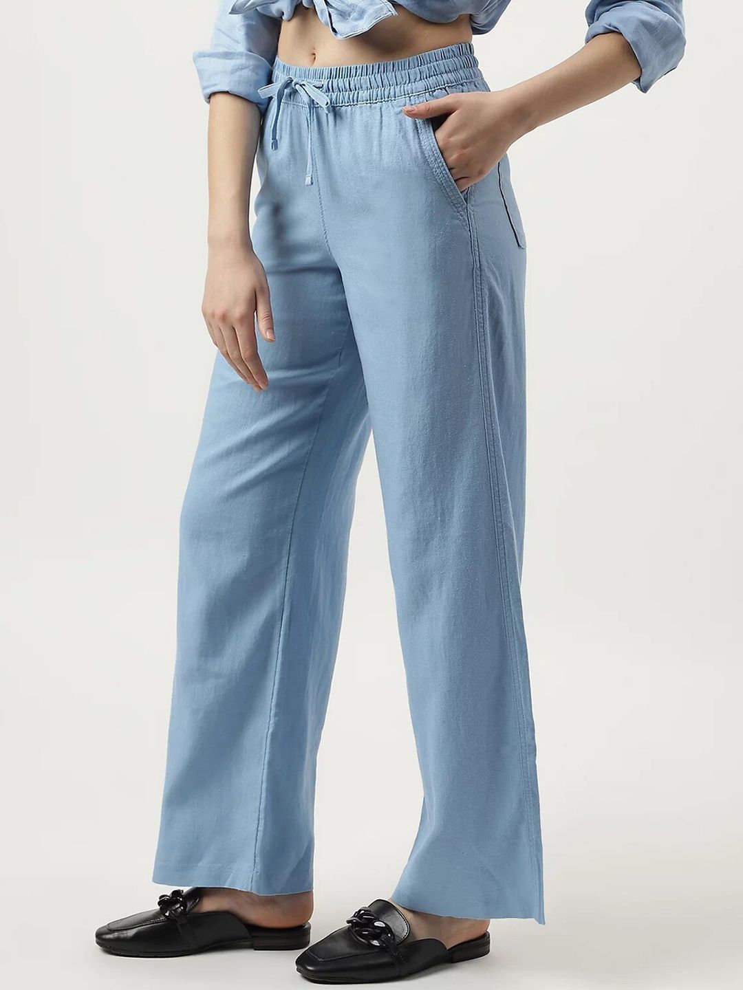 Marks & Spencer Women High-Rise Straight Fit Trousers Price in India