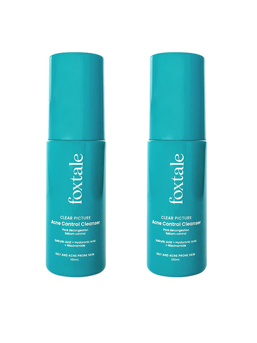 FoxTale Set Of 2 Acne Control Cleansers with Salicylic Acid+HA+Niacinamide - 100 ml Each