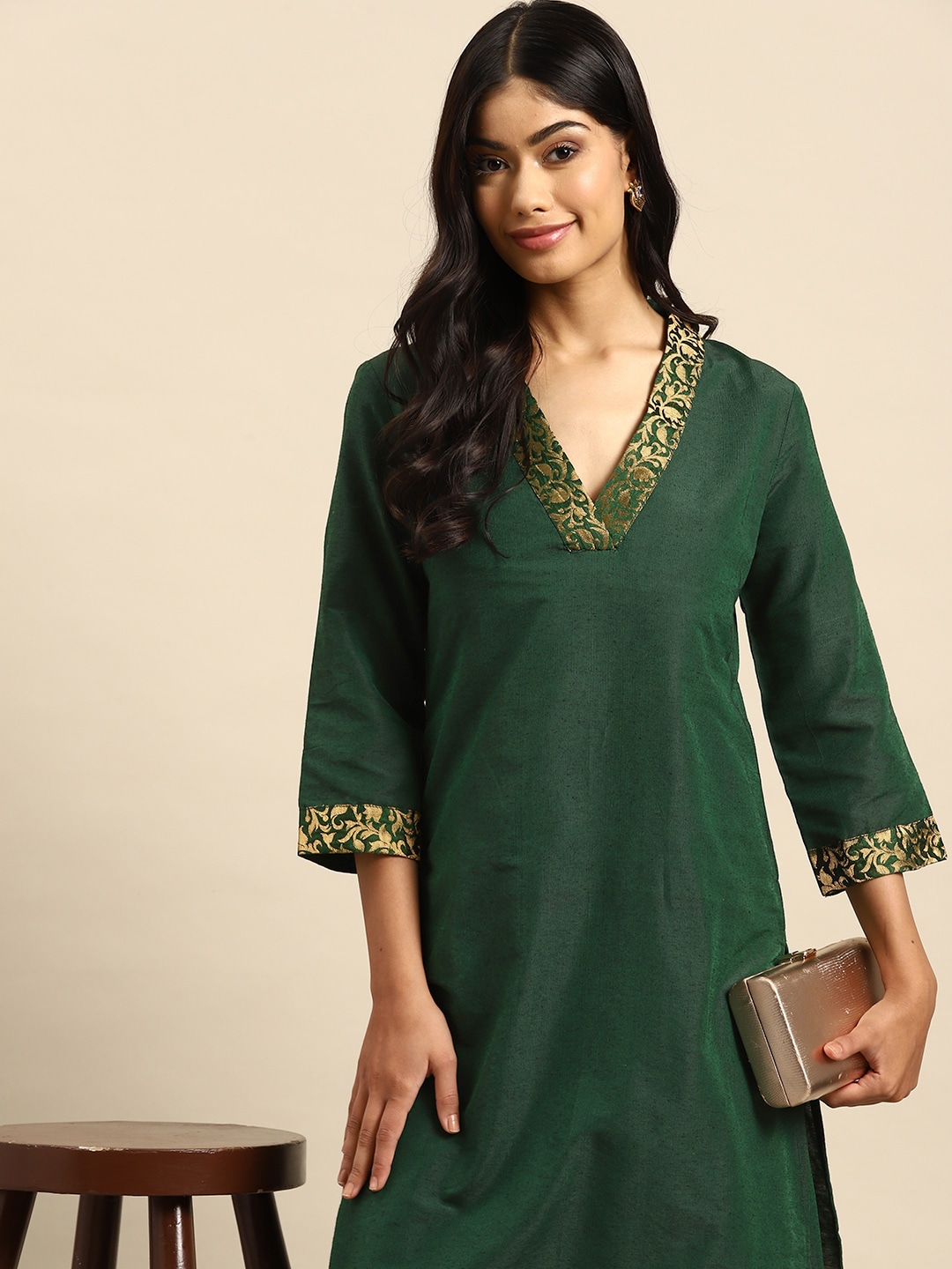 Sangria Women Solid Kurta with Palazzos Price in India