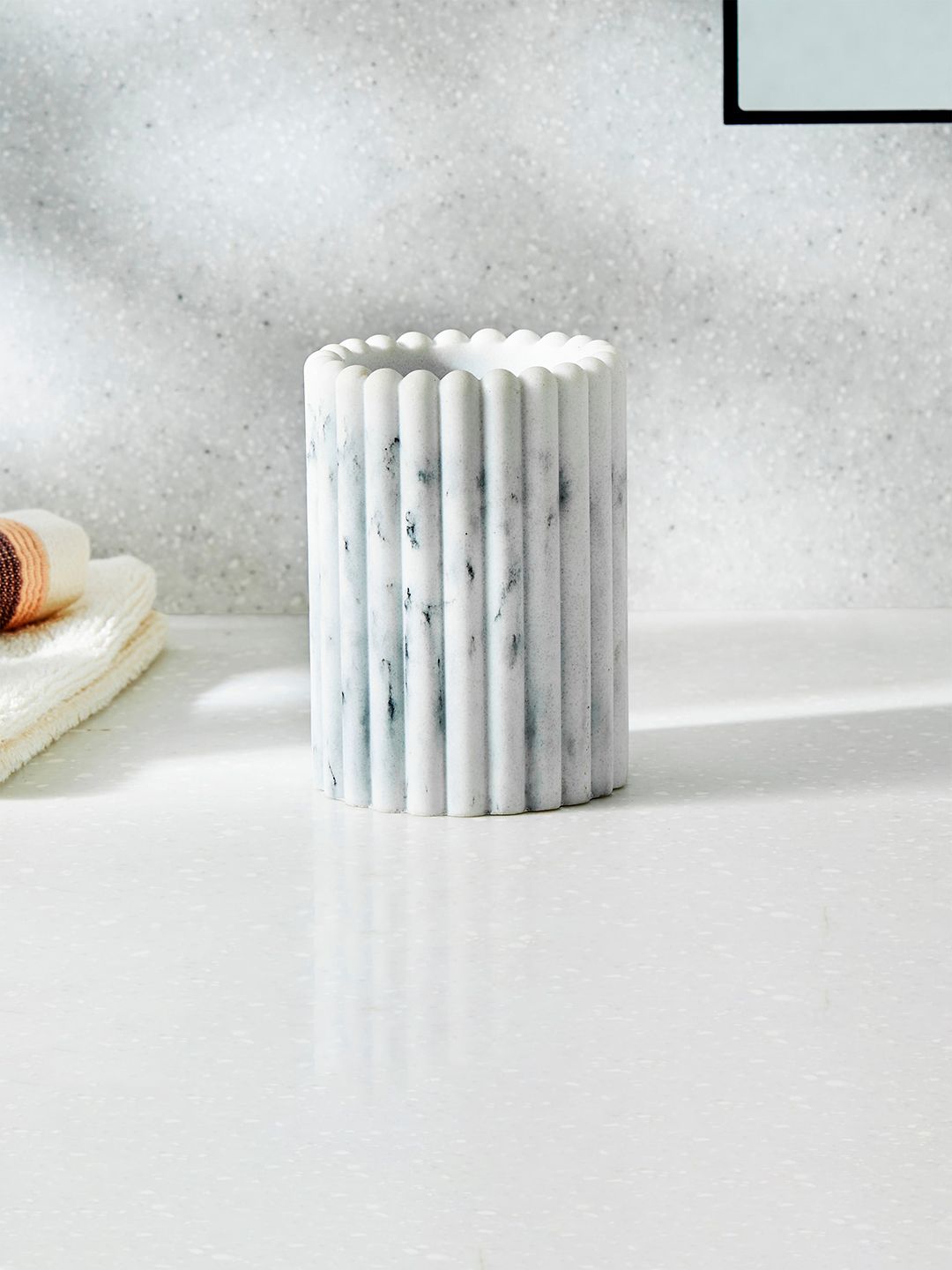 Home Centre Color Refresh Essence Canyon White Textured Polyresin Tumbler