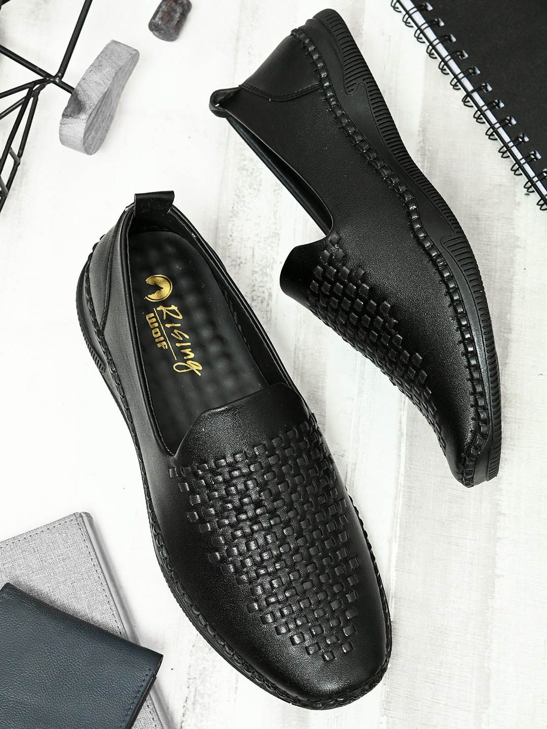 Rising Wolf Textured Slip-Ons Formal Loafers Shoes