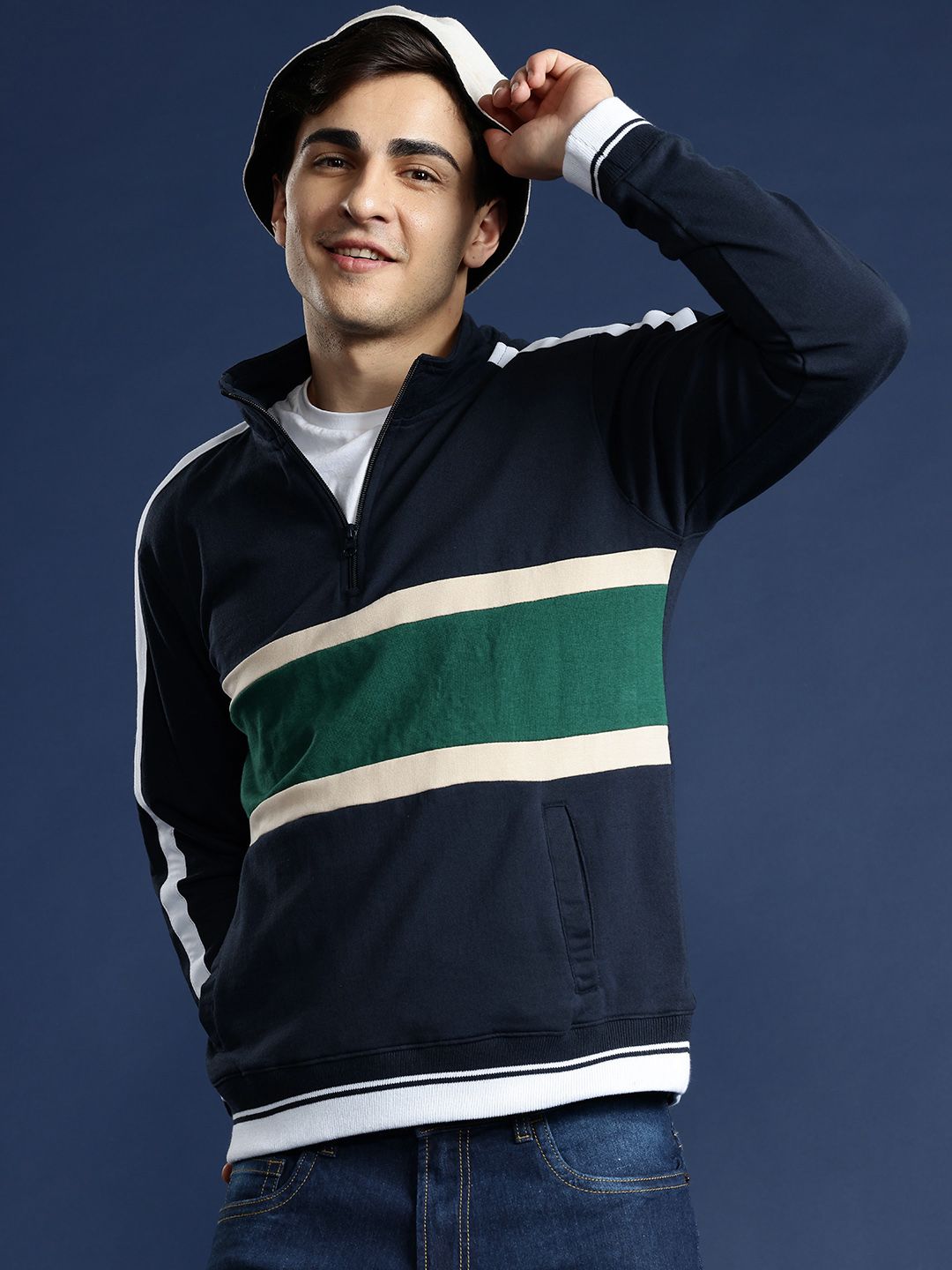 Mast & Harbour Pure Cotton Striped Sweatshirt