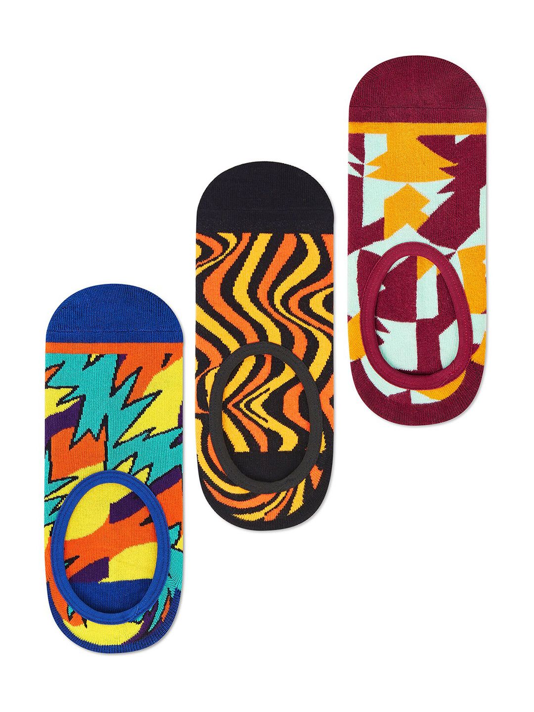 Dynamocks Pack Of 3 Abstract Printed Shoe Liner Socks