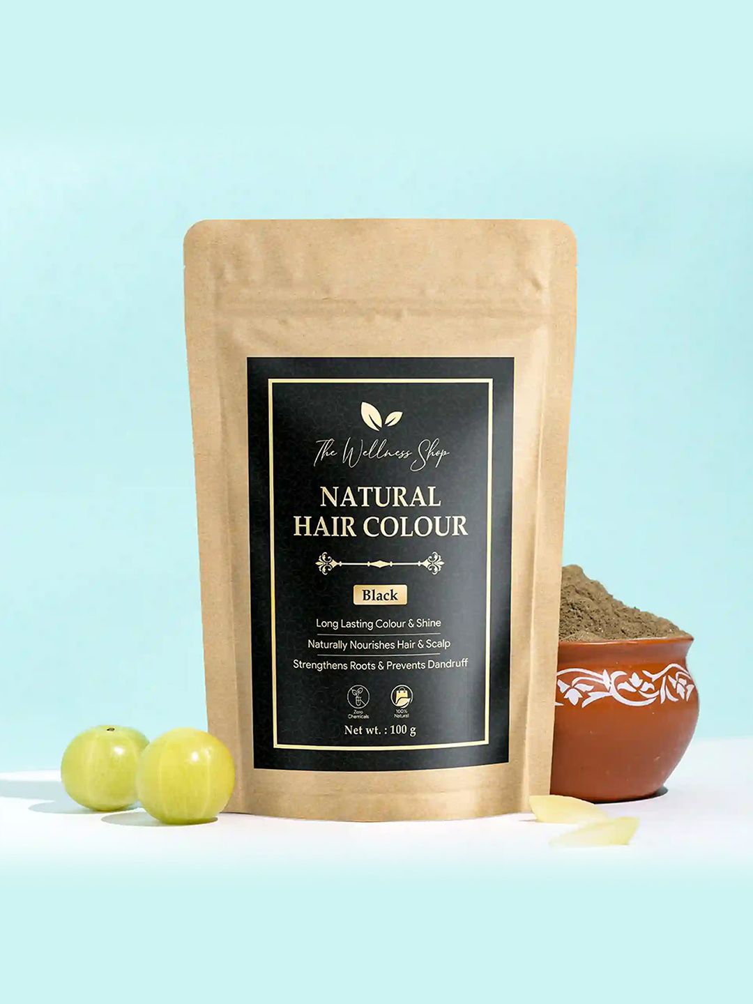 The Wellness Shop Long Lasting Natural Hair Colour 100g - Black
