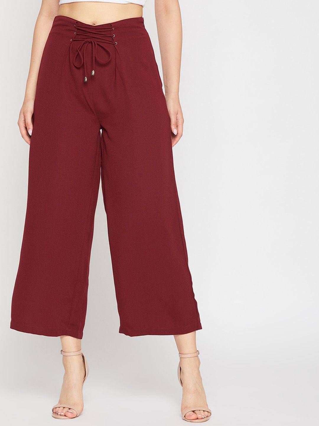 Marie Claire Women Maroon High-Rise Parallel Trousers Price in India