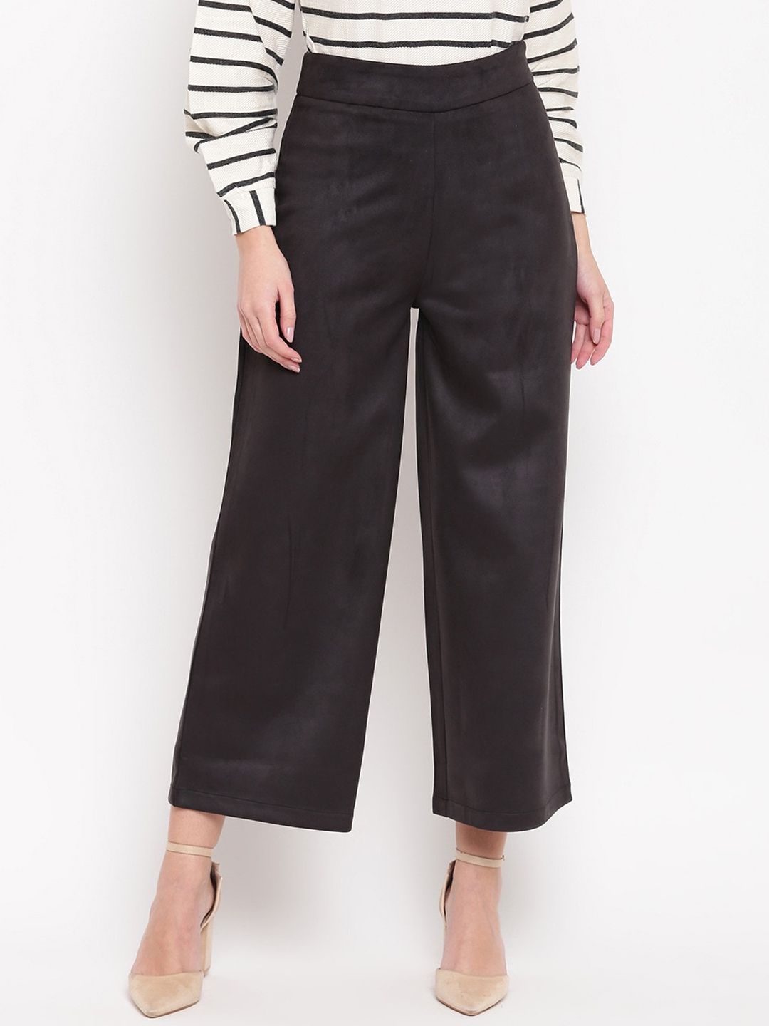 Marie Claire Women Black High-Rise Parallel Trousers Price in India