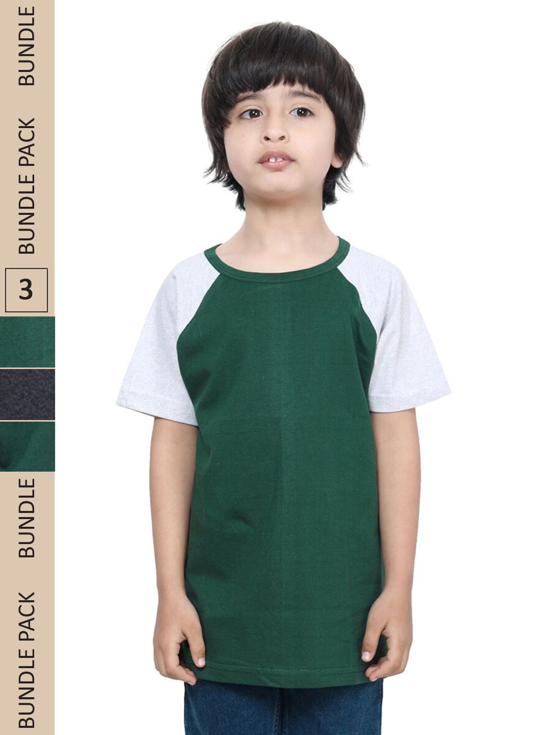 IndiWeaves Boys Pack Of 2 Raglan Sleeves Pure Cotton T-shirt