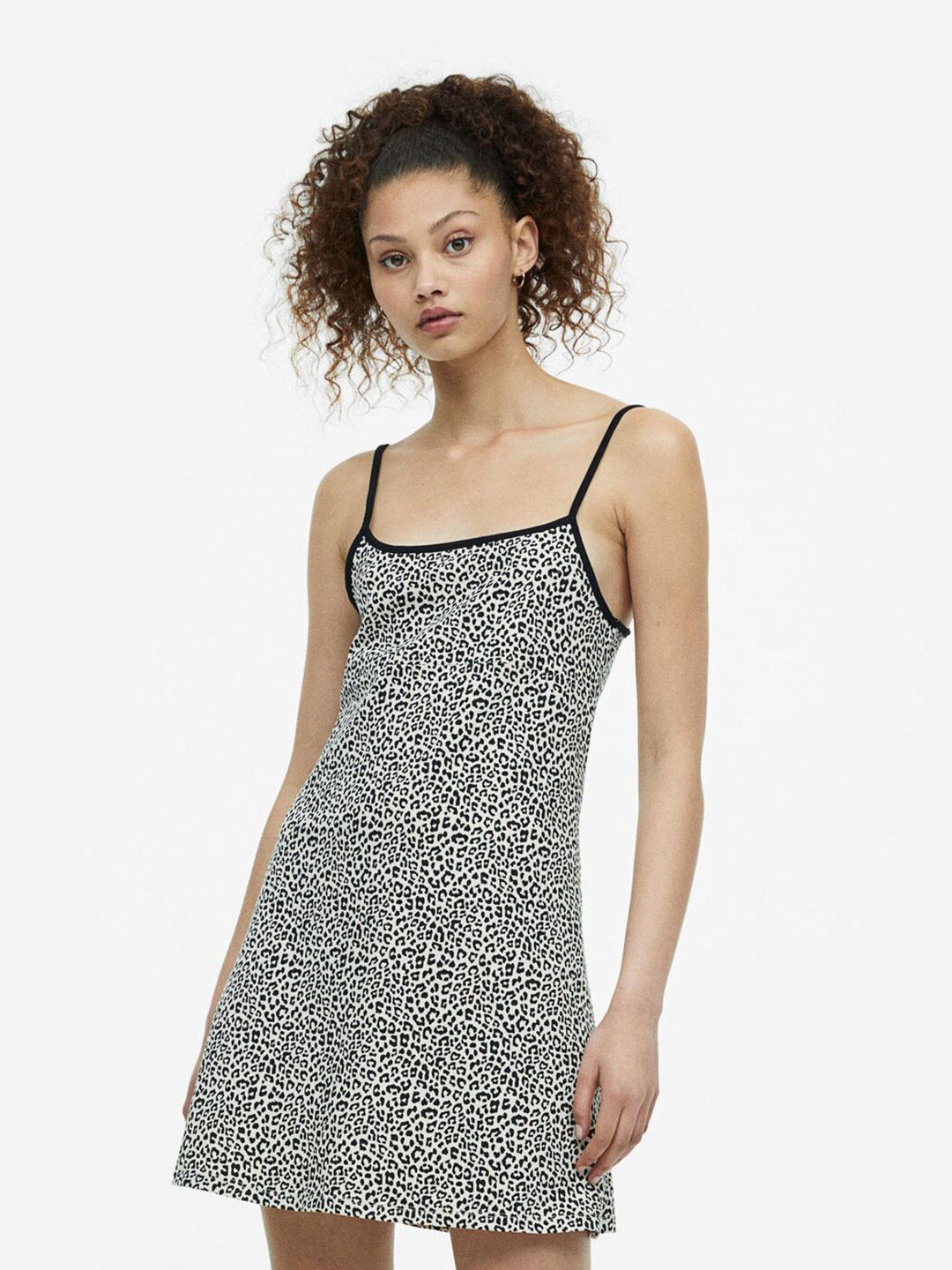 H&M Abstract Printed A-line Jersey Dress Price in India