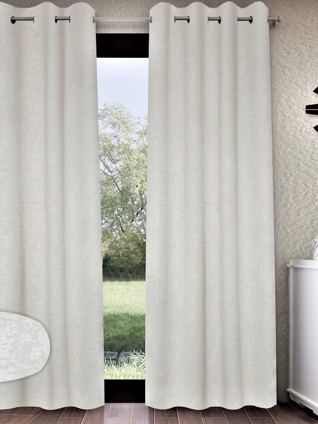 Home Sizzler Brown Self Design Door Curtain