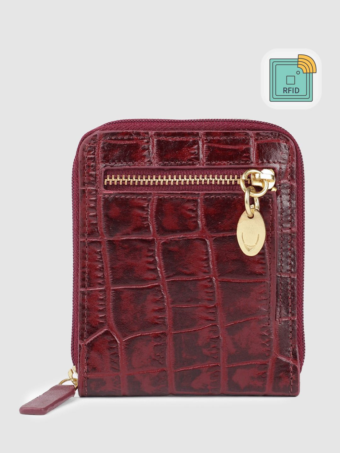 Hidesign Hidesign Women Croc Textured Leather Zip Around Wallet