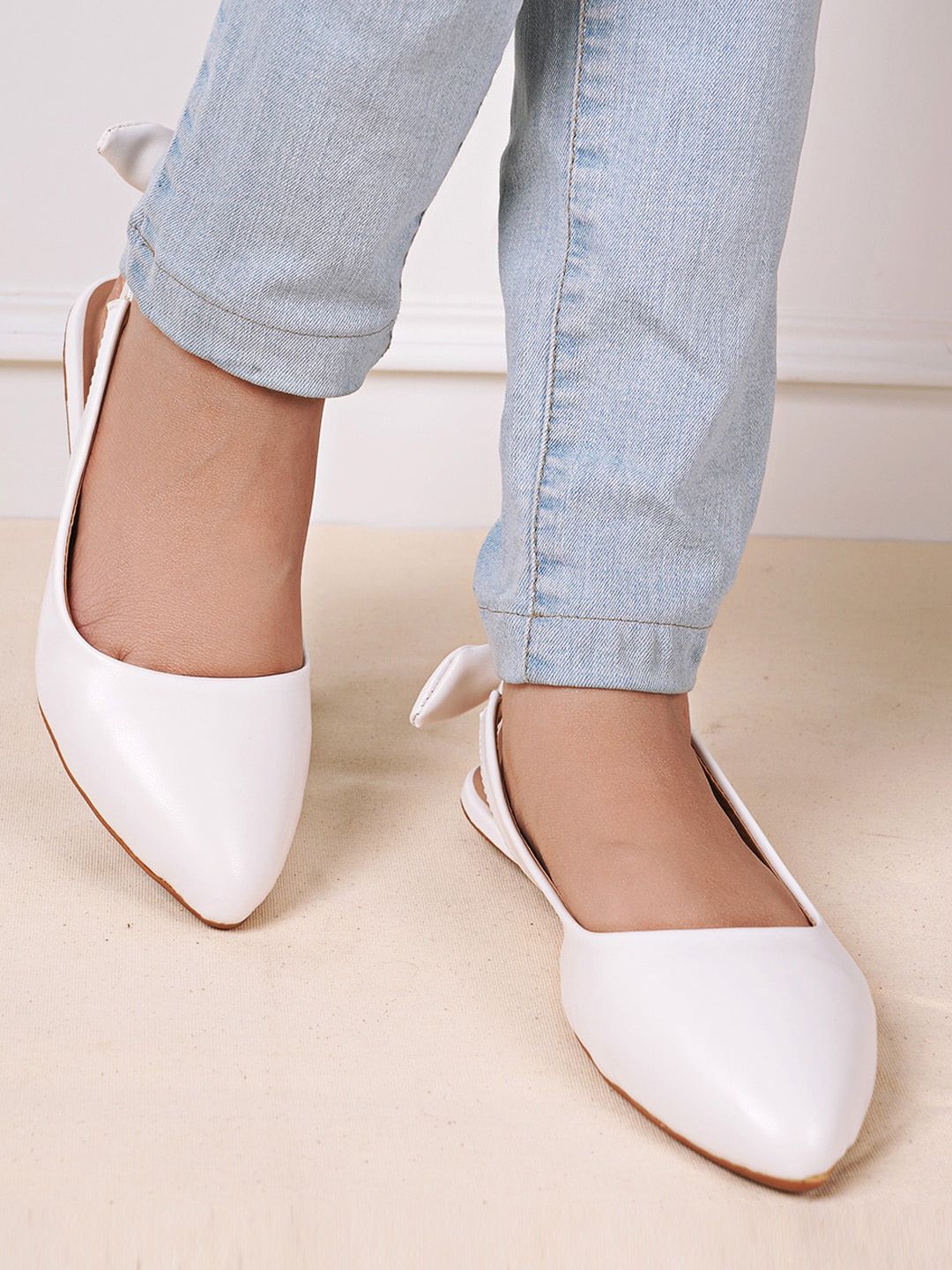 DressBerry White Sling Back Pointed Toe Mules Price in India