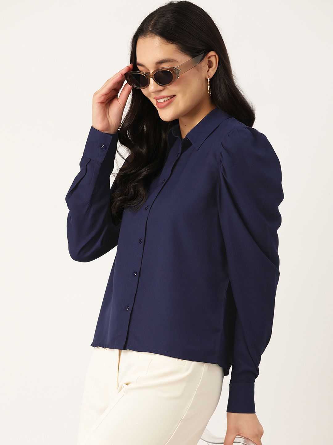 DressBerry Puff Sleeve Shirt Style Top Price in India