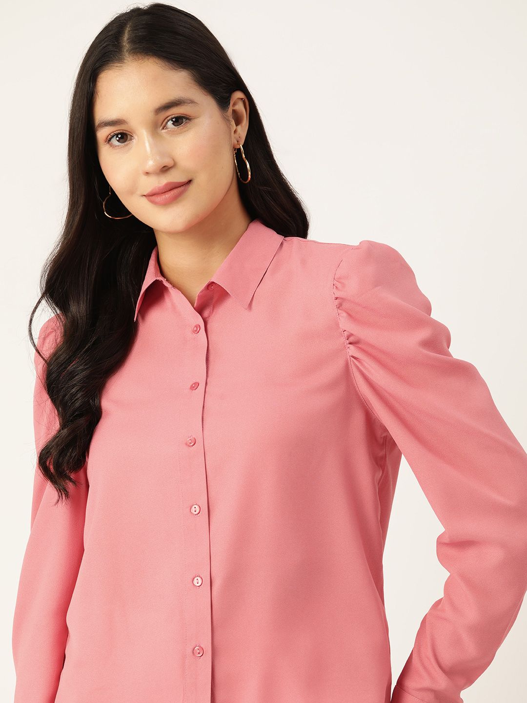 DressBerry Puff Sleeve Shirt Style Top Price in India