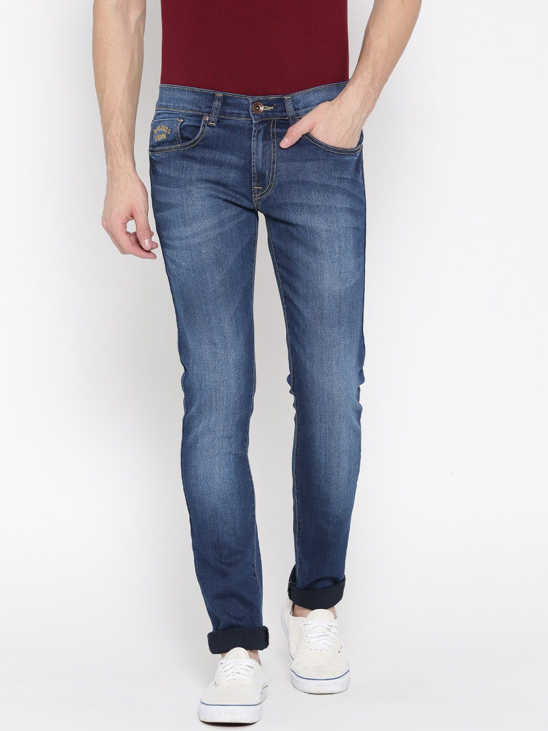 Pepe Jeans Men Blue Hatch Regular Fit Low-Rise Clean Look Stretchable Jeans