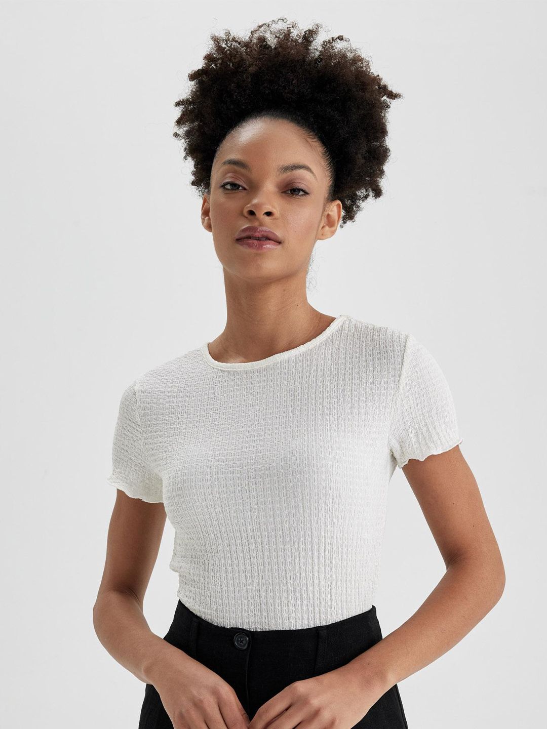 T-Shirt Donna DeFacto A Maniche Corte - Scollo A V In Cotone - Morbida E Traspirante
