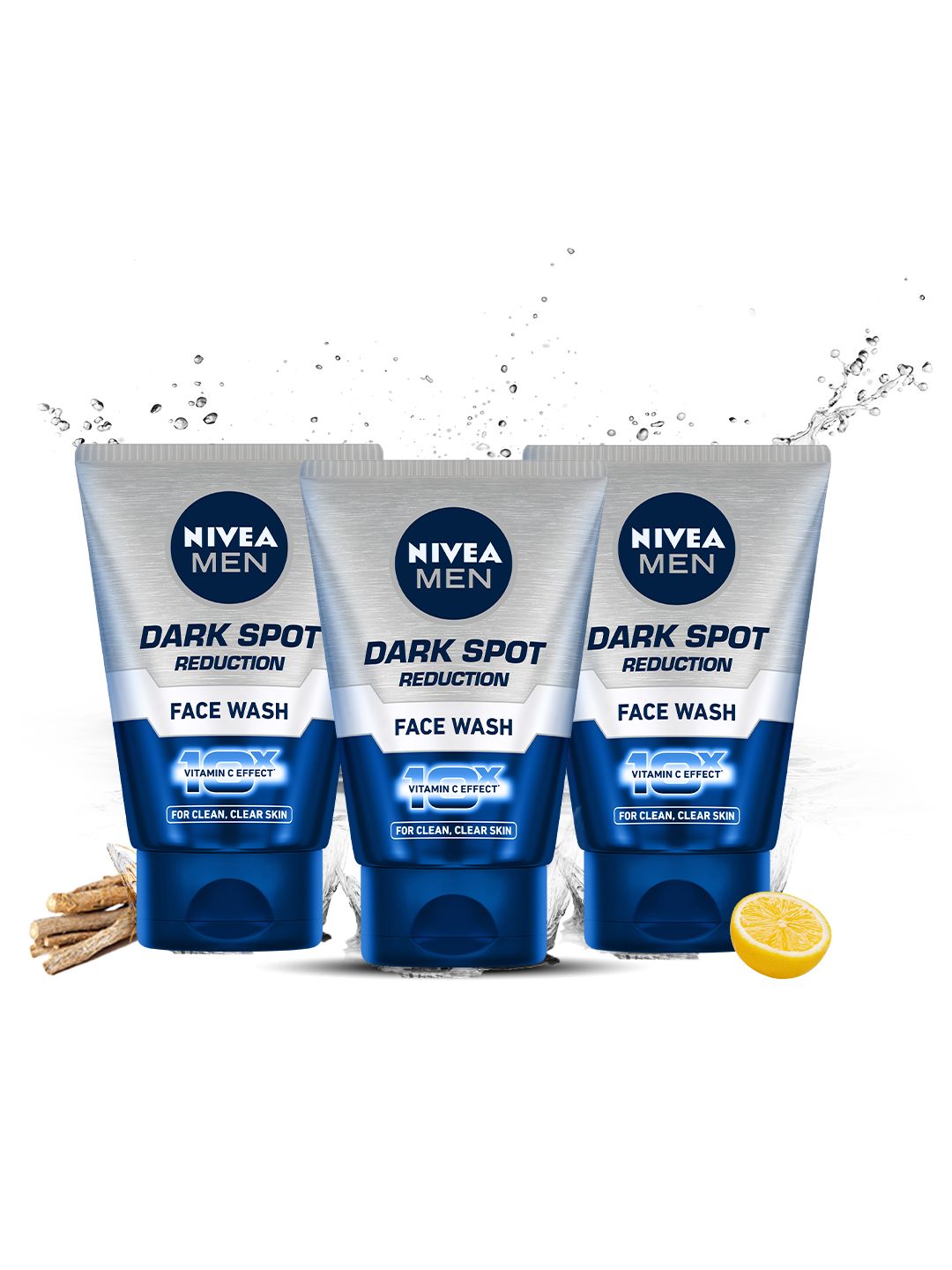 Nivea Men Set of 3 Dark Spot Reduction Face Wash with 10X Vitamin C Effect - 100g each