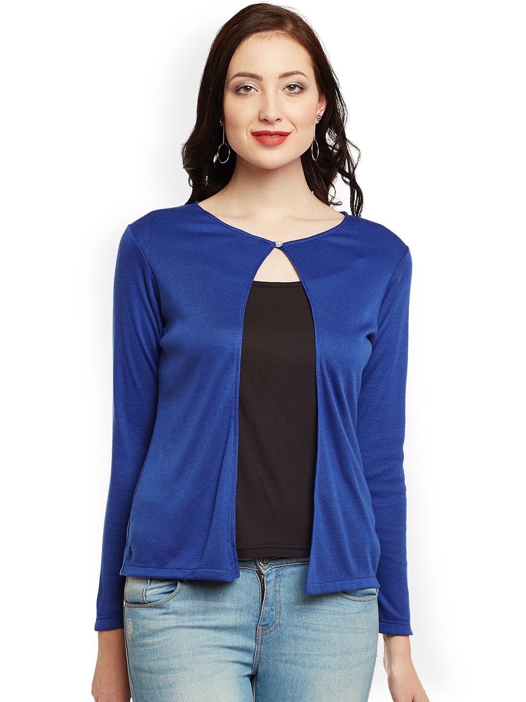 WISSTLER Blue Solid Open Front Shrug Price in India