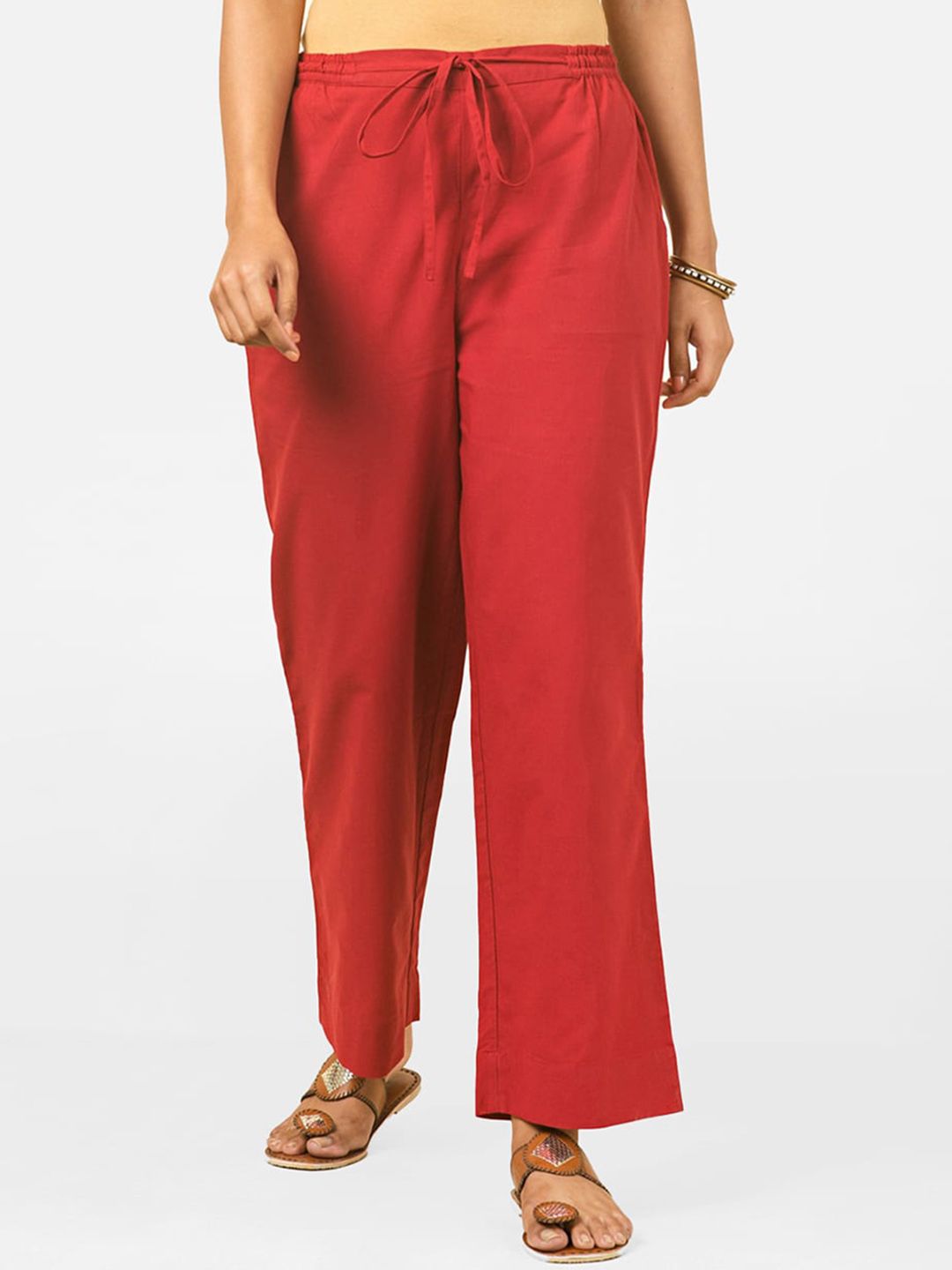 Fabindia Women Cotton Parallel Trousers Price in India