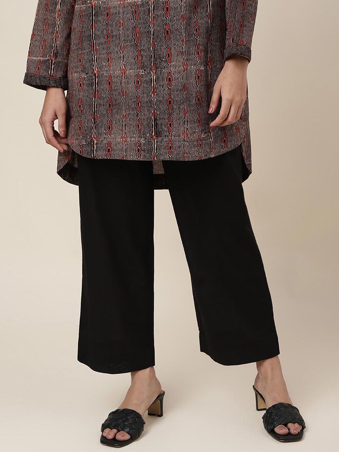 Fabindia Women Black Cotton Culottes Trousers Price in India