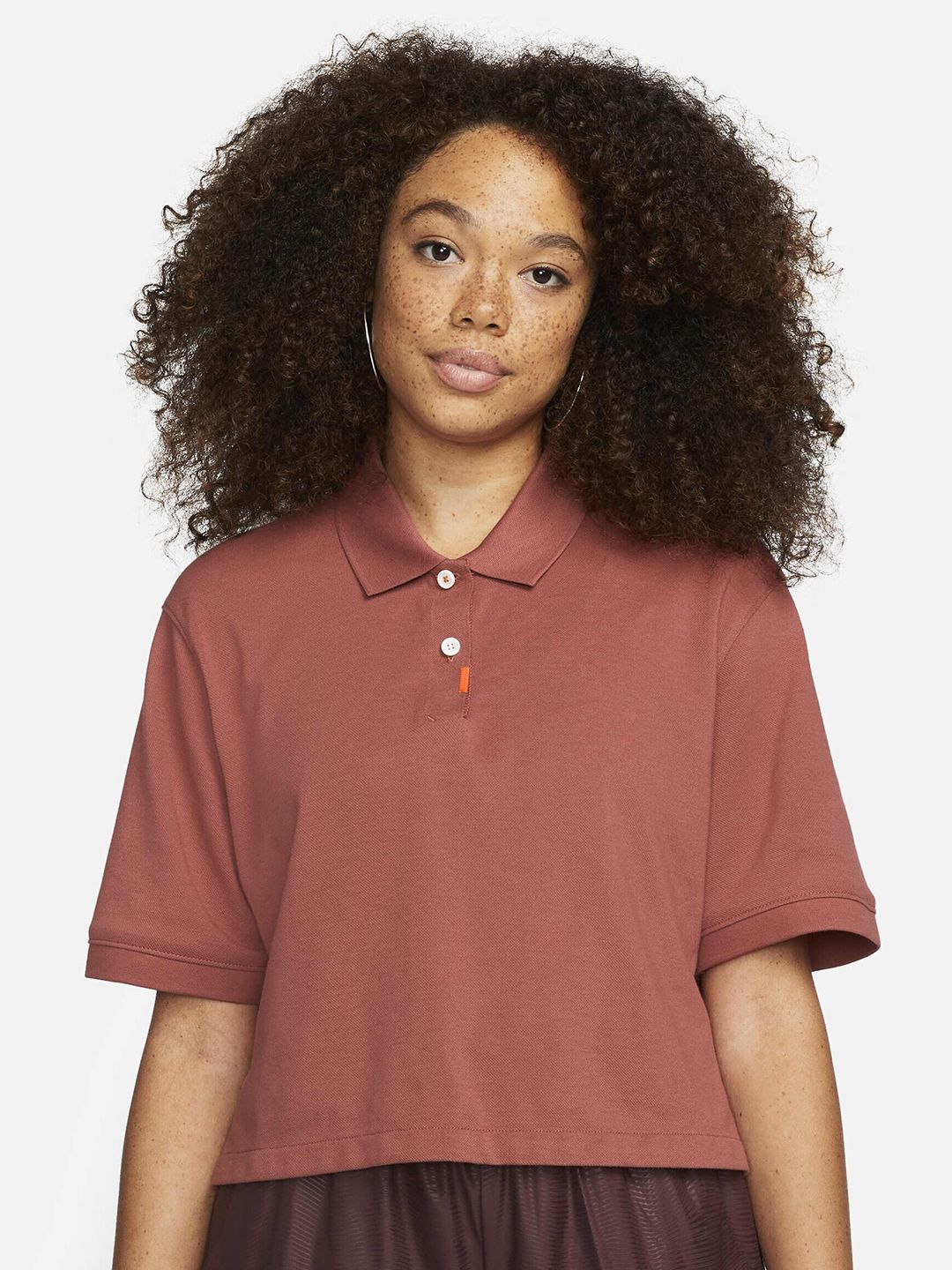 Nike Short Sleeves Polo Collar Crop Top Price in India
