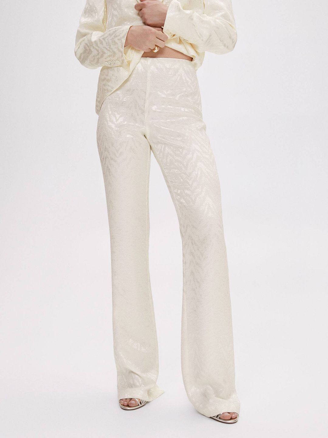 MANGO Women Self Design Trousers