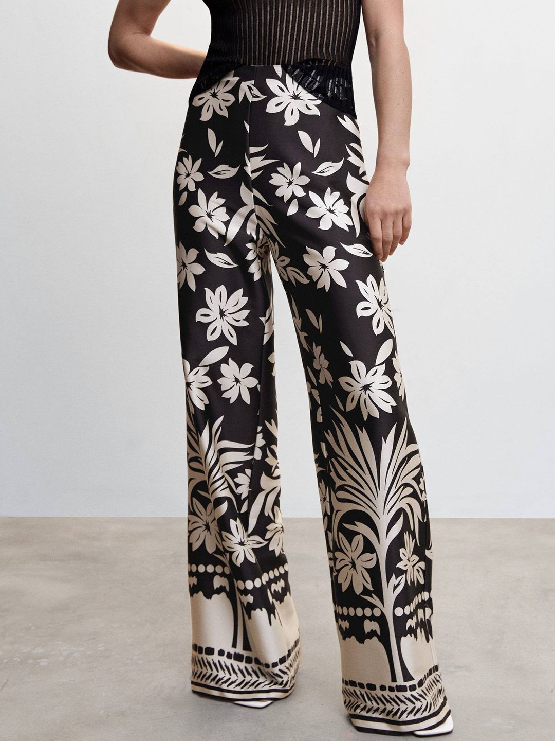 MANGO Women Floral Printed Trousers Price in India