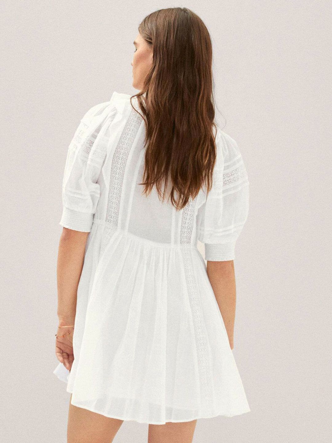 mango puff sleeve embroidered dress Puff-sleeved embroidered dress