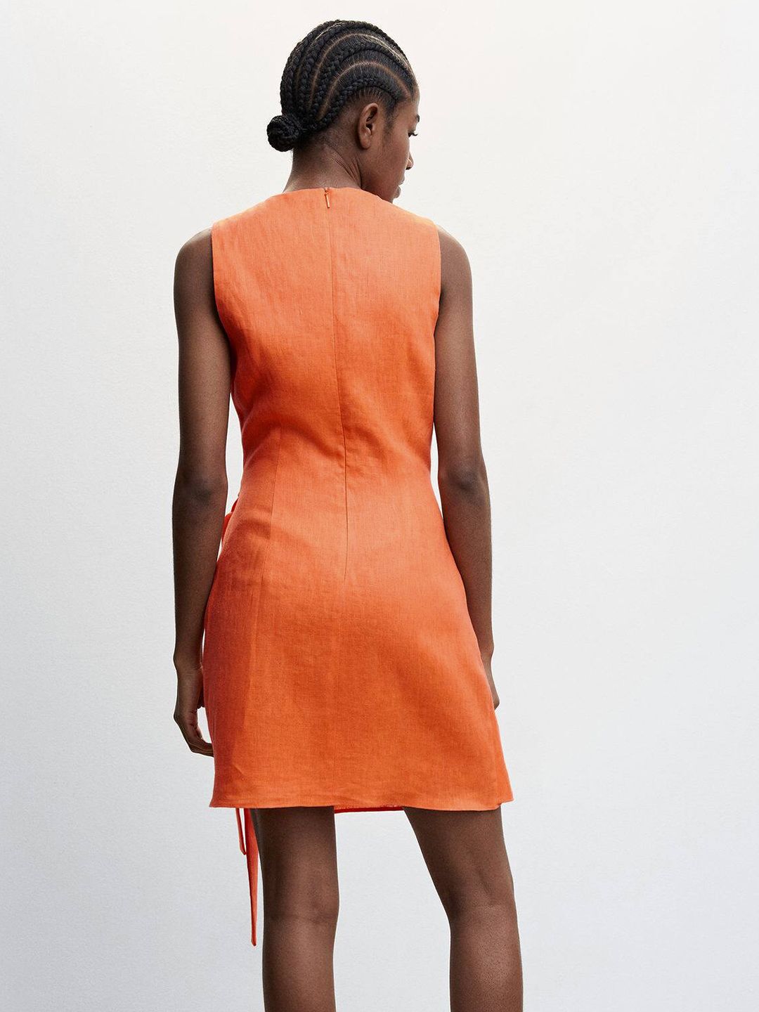 Buy MANGO Orange Linen A-Line Dress - Dresses for Women 23200016 | Myntra