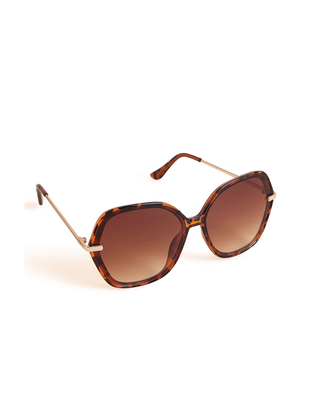 Accessorize London Women's Brown Soft Hexagon Sunglasses