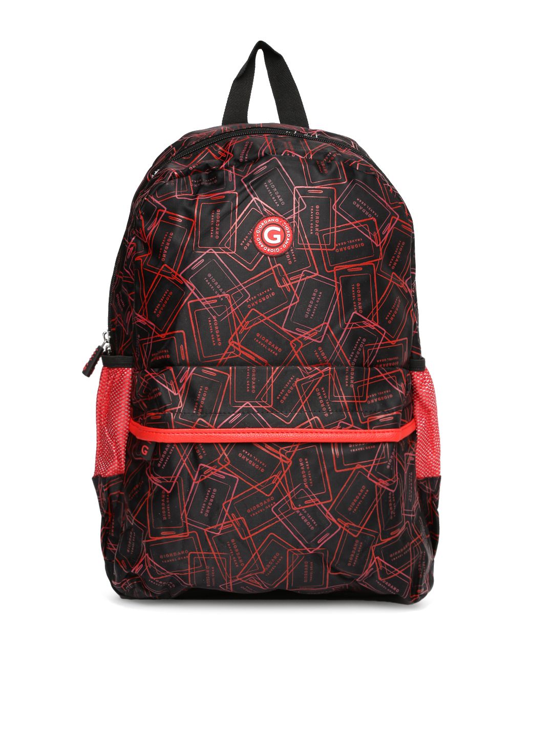 GIORDANO Unisex Black & Red Printed Backpack Price in India