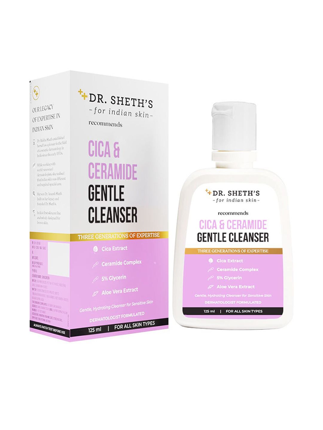 DR. SHETHS Cica & Ceramide Gentle Cleanser with Aloe Vera Extracts - 125ml