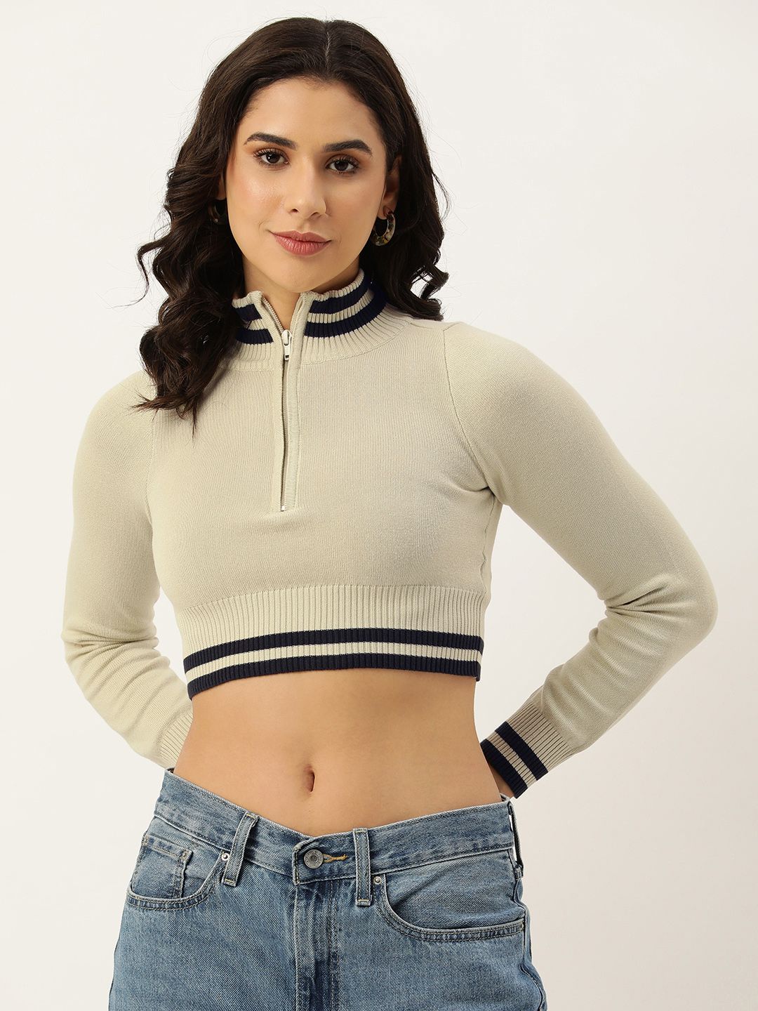 Buy FOREVER 21 Ribbed Pure Cotton Crop Top - Tops for Women