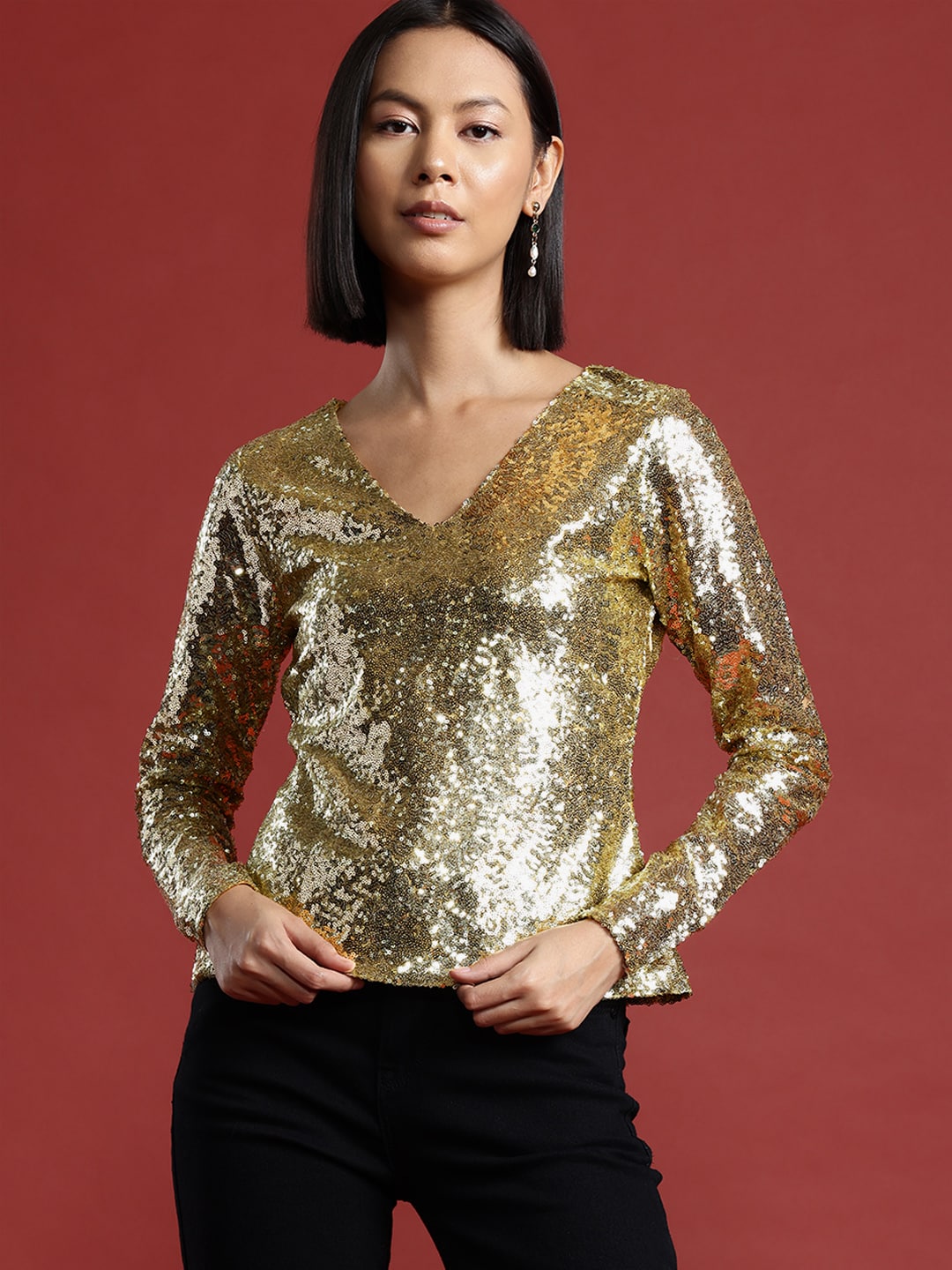 all about you All-Over Sequin Embellished Top Price in India