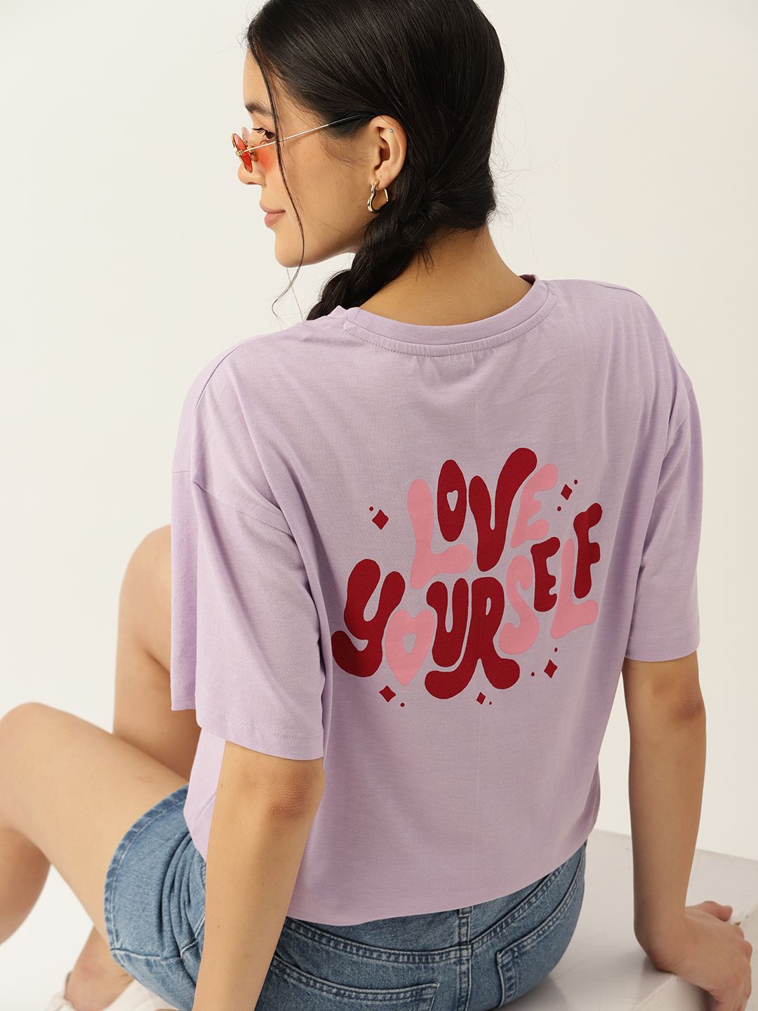 DressBerry Typography Printed Pure Cotton Oversized T-shirt Price in India
