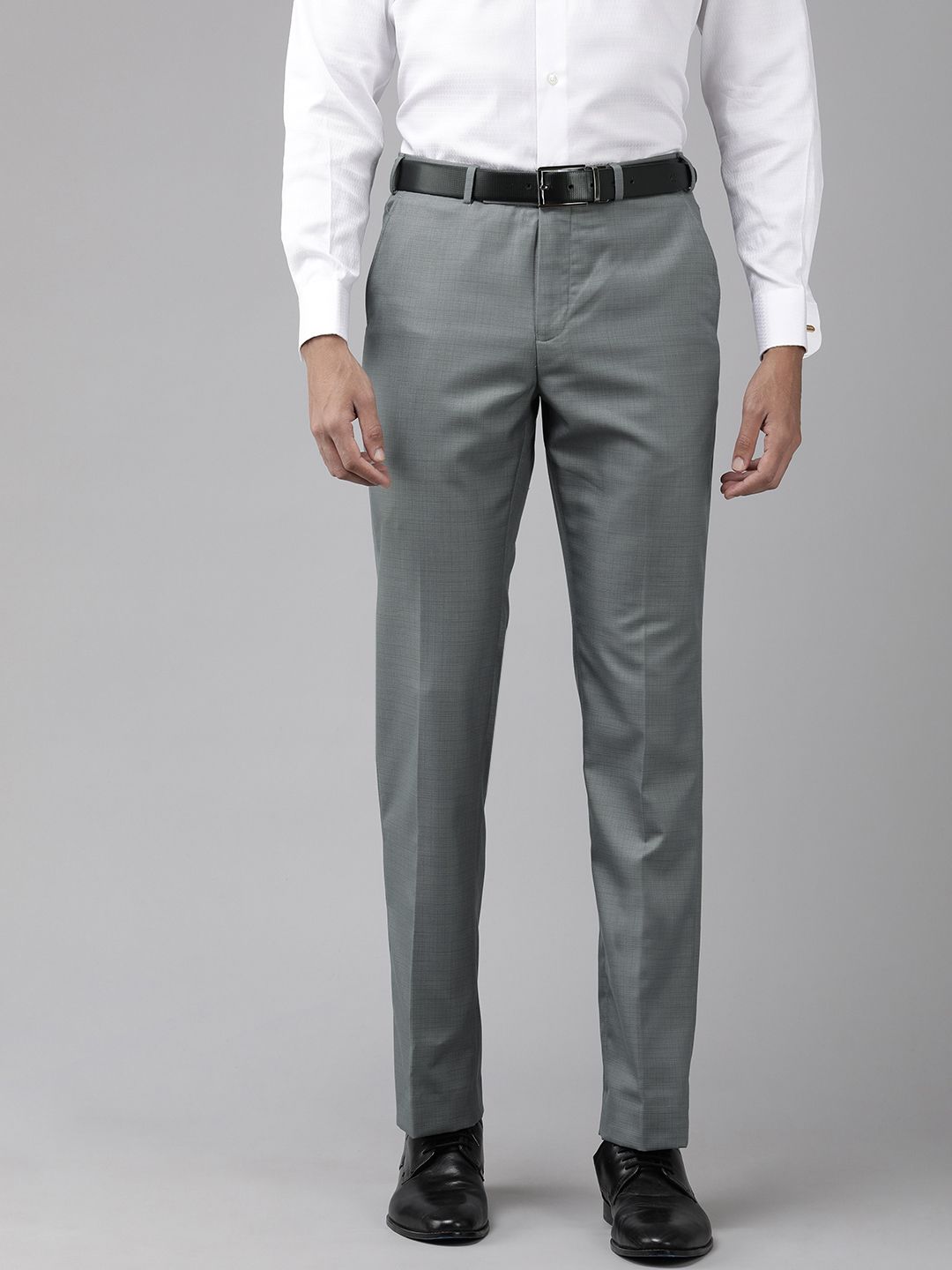 Park Avenue Park Avenue Men Textured Smart Regular Fit Formal Trousers