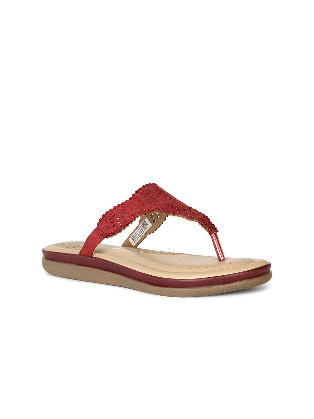 Bata Textured Laser Cuts T-Strap Flats Price in India