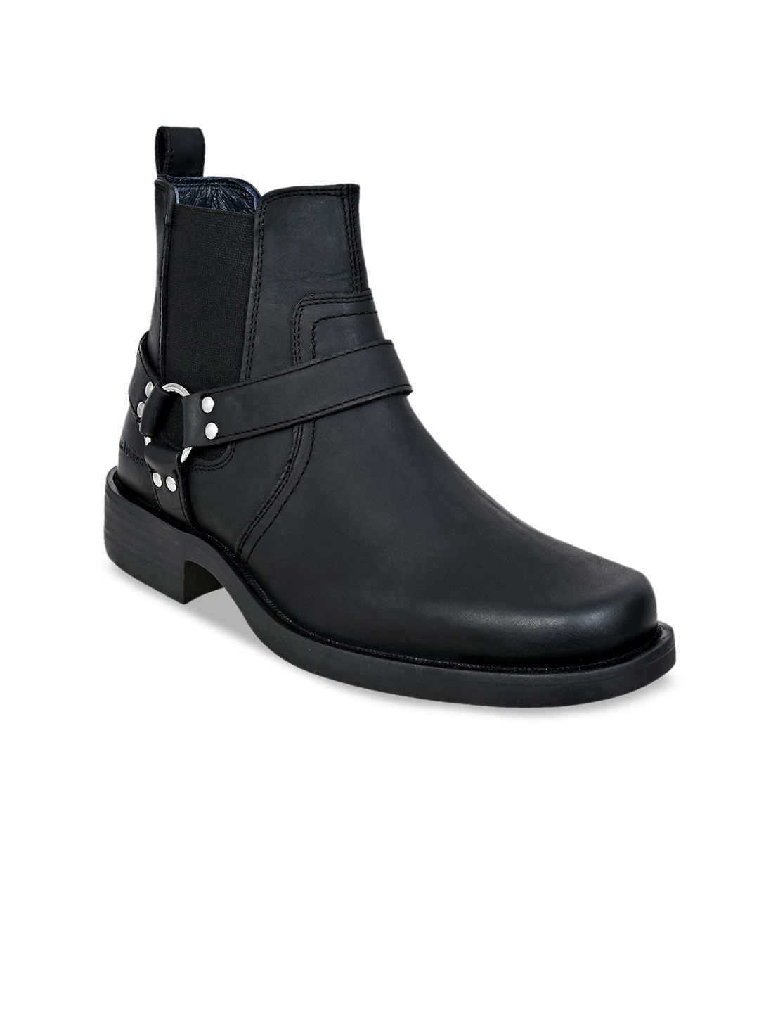 Buy HX London Men Mid Top Block Heel Leather Riding Biker Boots