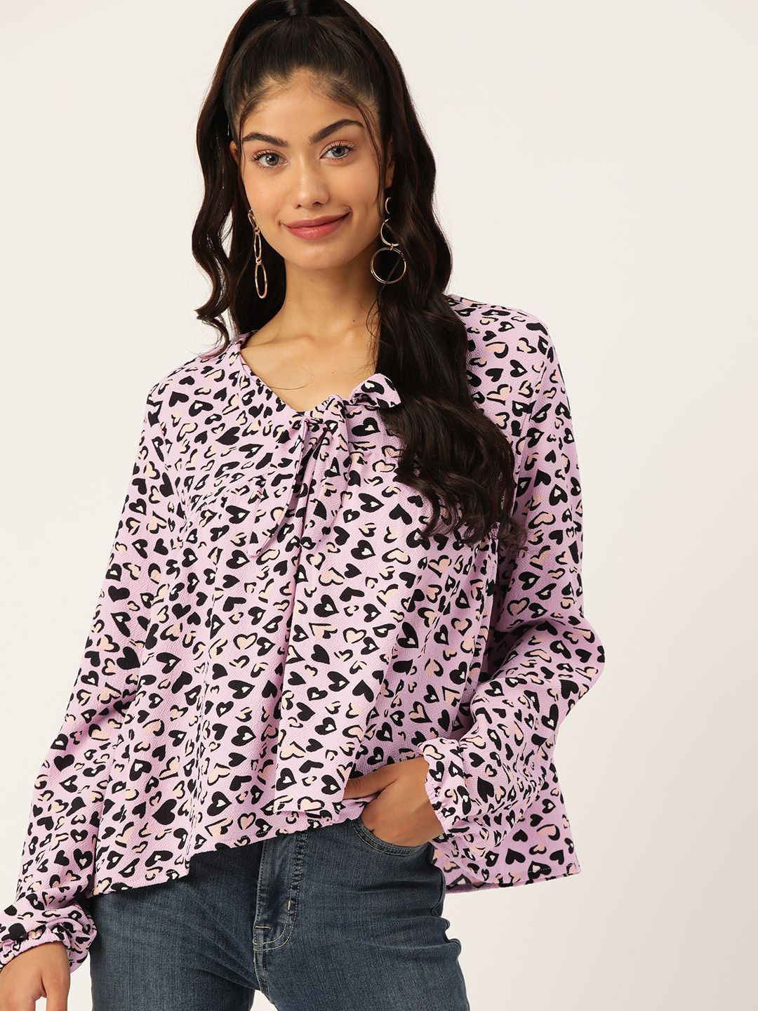 DressBerry Printed Puff Sleeves Top Price in India