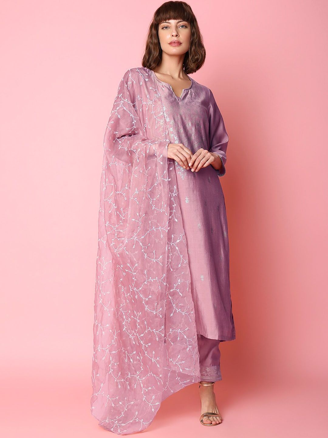 Indifusion Ethnic Motifs Printed Regular Kurta with Trousers & With Dupatta Price in India