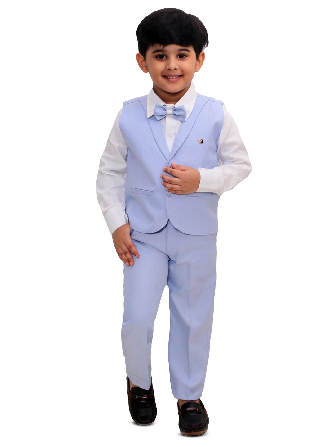 BAESD Boys Solid Shawl Collar Single Breasted 3 Piece Suit