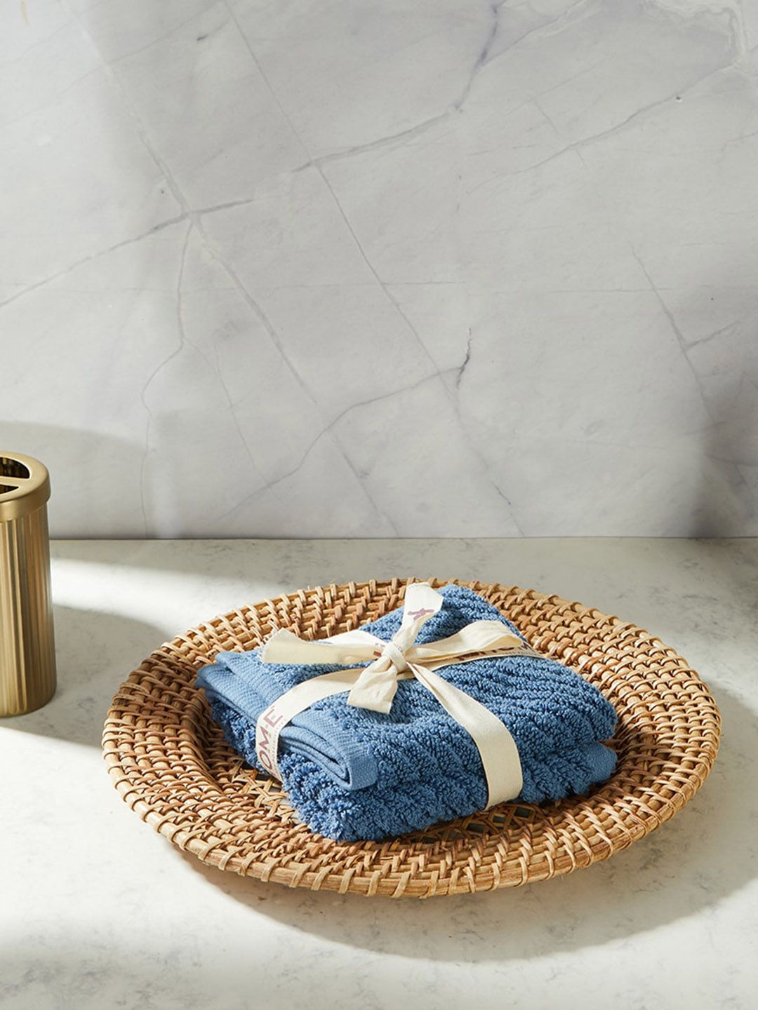 Fabindia Blue 2 Pieces Nina Cotton Hand Towels