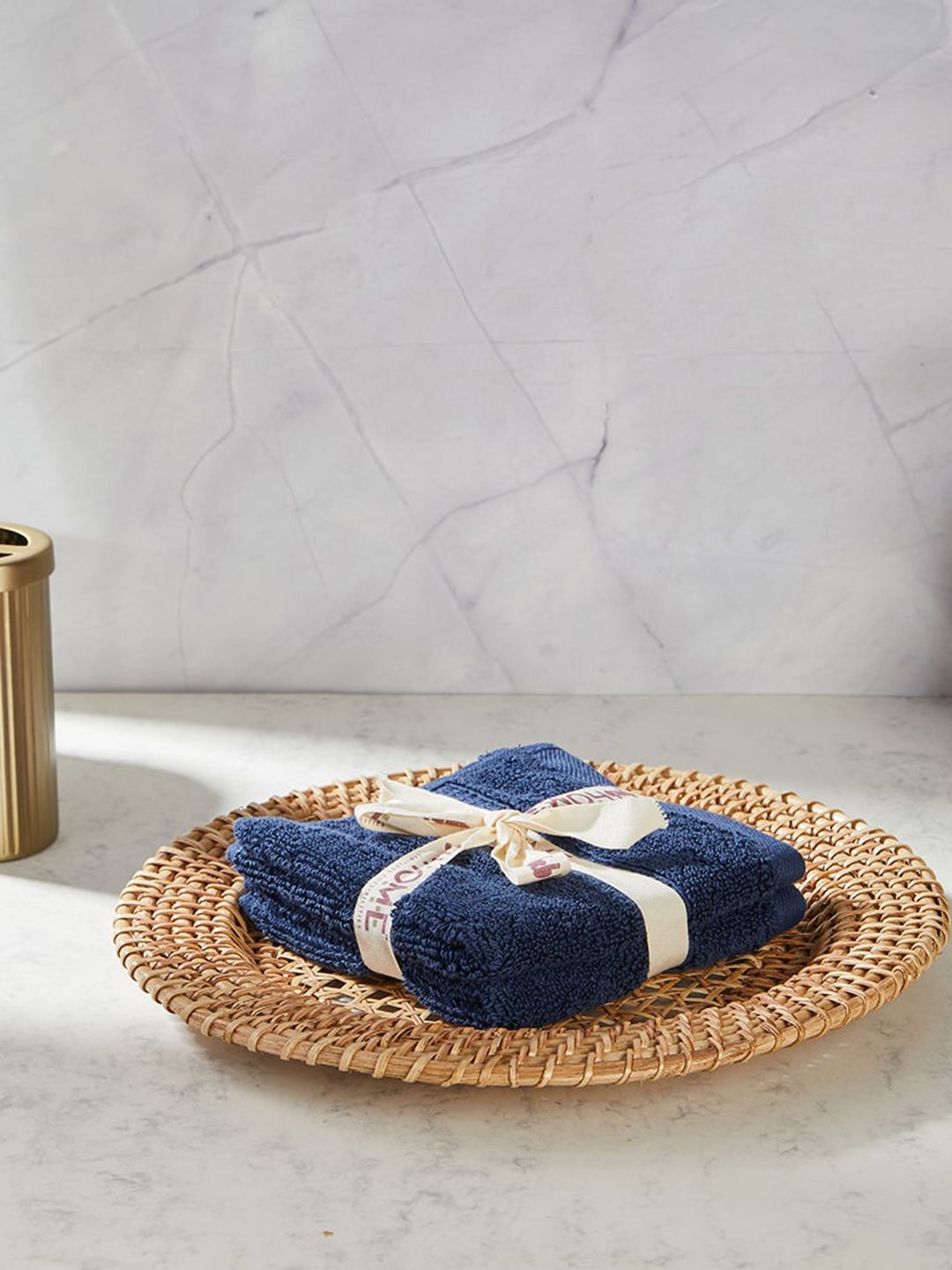 Fabindia Navy Blue 2 Pieces 550 GSM Cotton Hand Towels