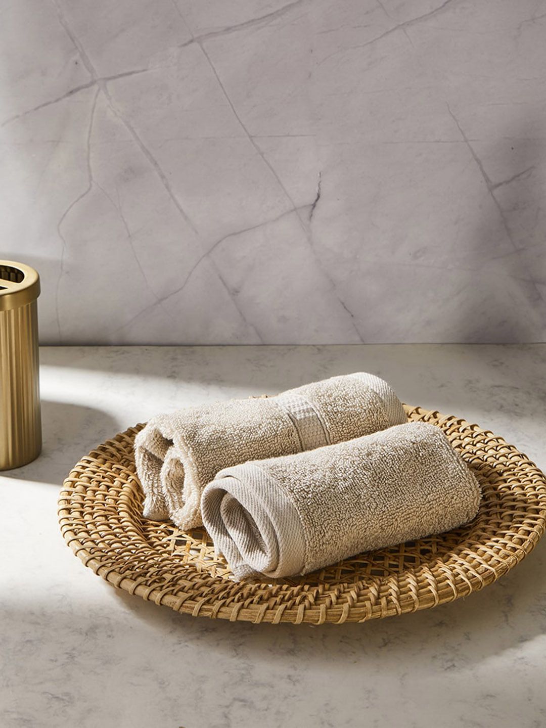 Fabindia Beige 2 Pieces 550 GSM Cotton -Hand Towel